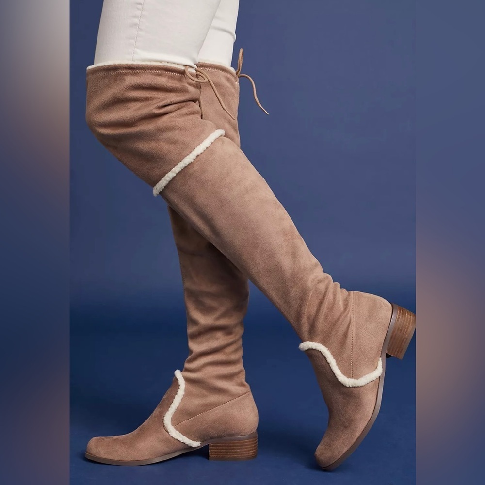 Charles David women’s 7.5 Tan/Beige over the knee pull-on boots by Anthropologie
